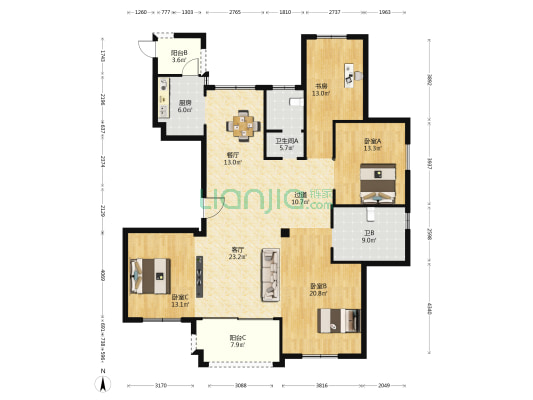 御山府 4室2厅2卫 163平方