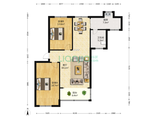 朱家湖住宅小区 2室1厅1卫 99平方