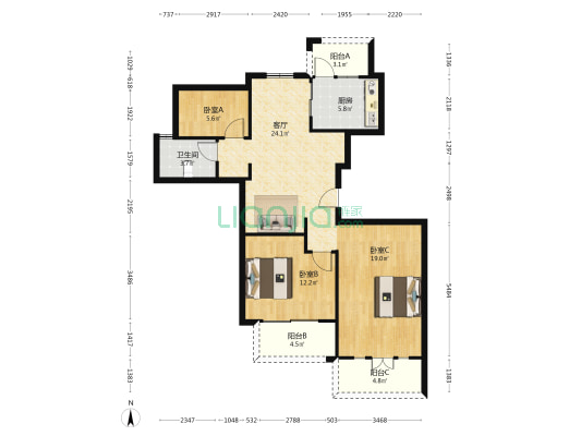 熙悦花园五期 3室1厅1卫 101平方