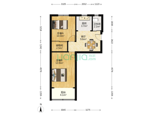 二凉亭 2室1厅1卫 57平方
