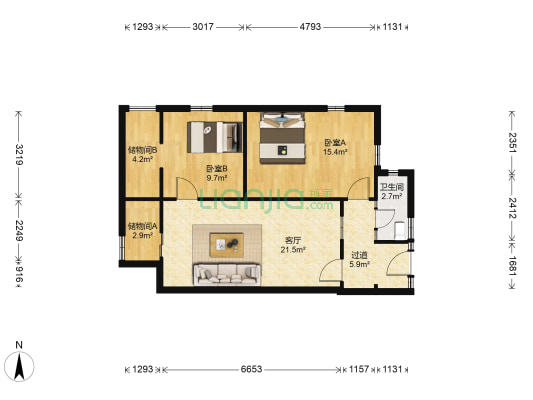 石婆婆庵 2室1厅1卫 61平方