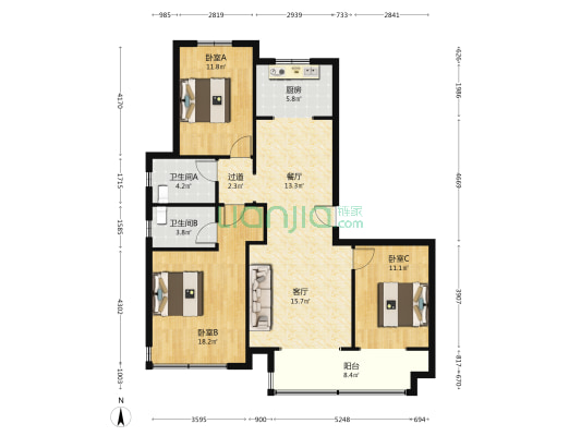 运河风华 3室2厅2卫 129平方
