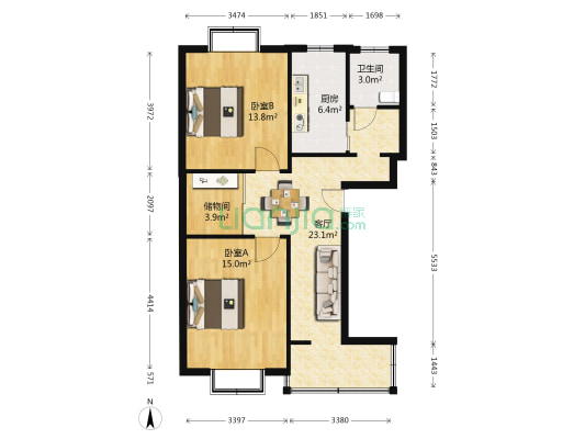 紫薇花园 2室1厅1卫 155平方