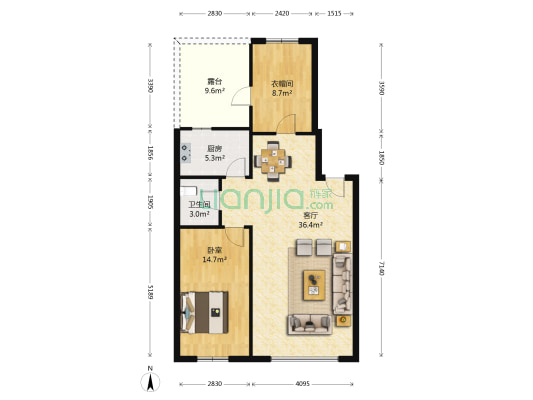 伊利花園 1室1厅1卫 72平方