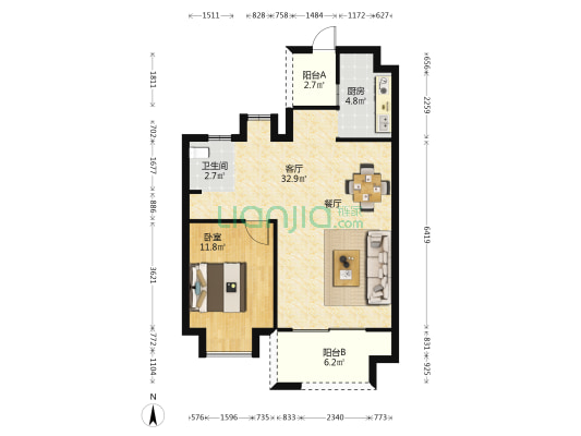 凯景又一城 1室1厅1卫 122平方
