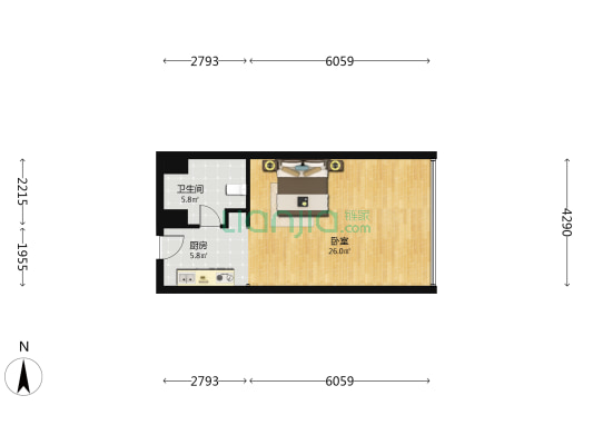 龙之梦悦庭 1室0厅1卫 51平方