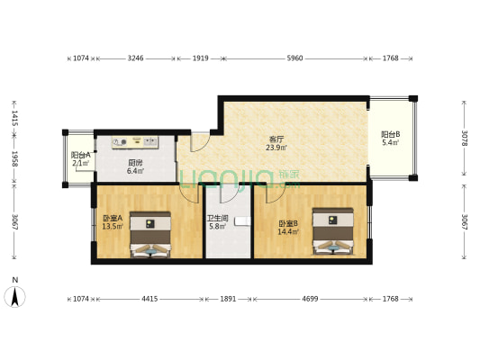 旭升家园 2室1厅1卫 100平方