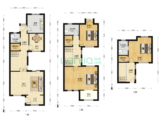 环球翡翠湾花园(别墅) 3室2厅3卫 181平方