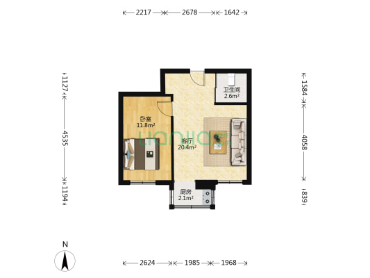 碧泉山庄 1室1厅1卫 49平方