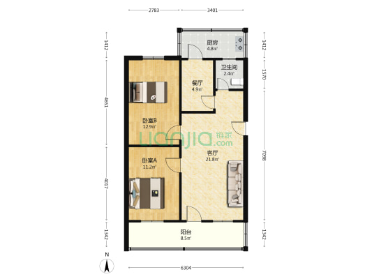 清河小学家属院 2室2厅1卫 71平方