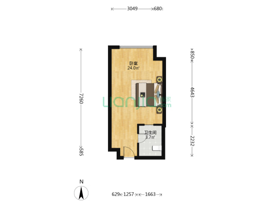 财富城 1室0厅1卫 40平方