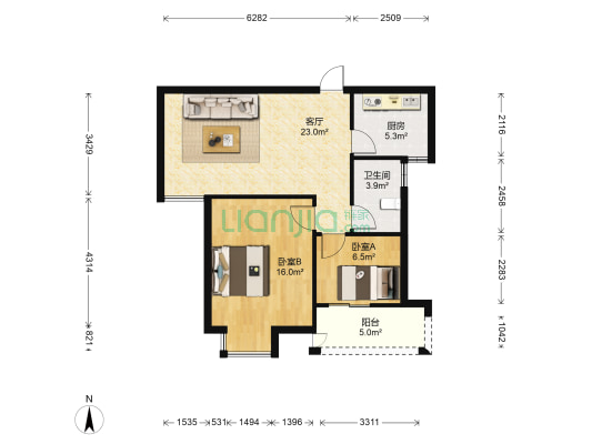 金山水城四区 2室1厅1卫 77平方