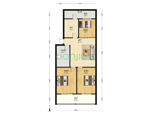 和风苑 3室2厅1卫 111平方