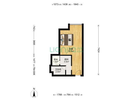 御河堤 1室0厅1卫 38平方