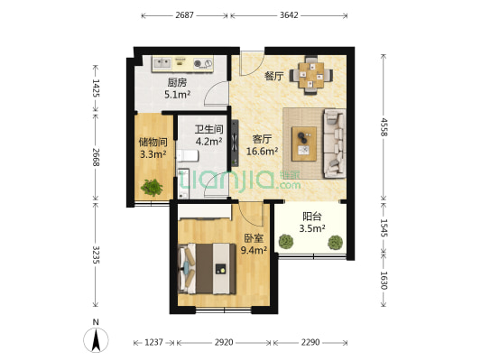 樱之新城 1室1厅1卫 52平方