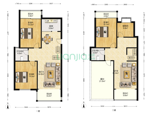 丰园苑 3室2厅2卫 183平方