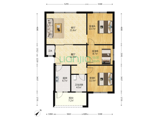 一环路东北段150号 3室2厅2卫 100平方