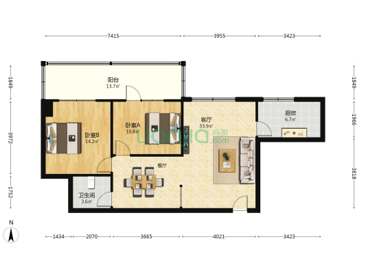 兰州图书大厦 2室1厅1卫 118平方