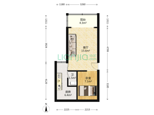 东城中央 1室1厅1卫 41平方