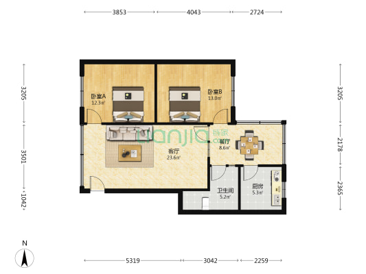 什邡农行家属区 2室2厅1卫 85平方