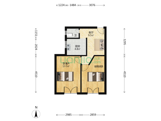 建和街 1室1厅1卫 62平方