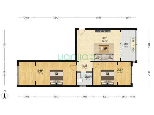 宏达铝业二区 2室1厅1卫 76平方