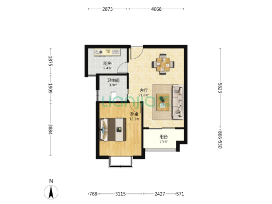 江桥佳苑一期 1室1厅1卫 63平方