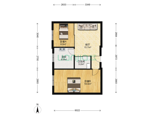 16街区 2室1厅1卫 75平方