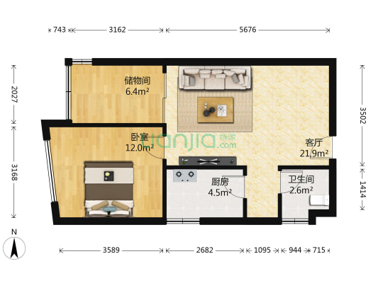 城南步行街，中装小二房，出脚方便，*未用-户型图