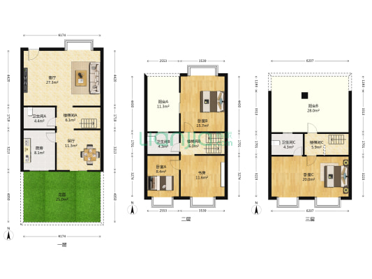 国一澳乡 4室2厅3卫 156平方