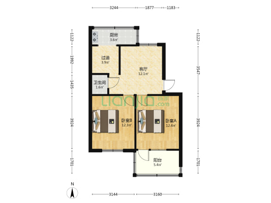 河北工程大学家属院 2室1厅1卫 54平方