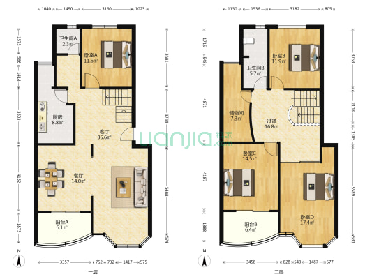 同汇苑 4室2厅2卫 179平方