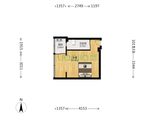 金茗花园 1室0厅1卫 32平方