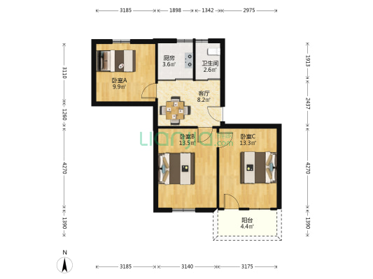 红星路155号 3室1厅1卫 70平方