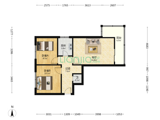 七建公司家属院（河水道） 2室1厅1卫 56平方