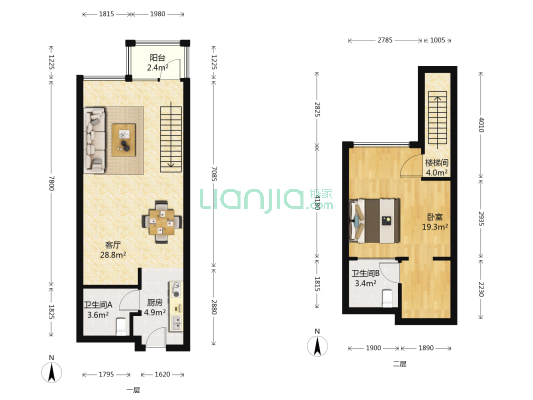 大成莲创 1室1厅2卫 56平方