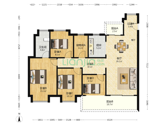 中冶公园1957 4室1厅1卫 128平方