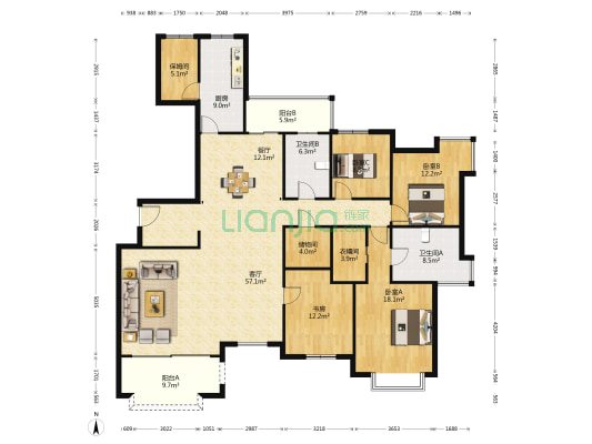 水清木华 4室2厅2卫 220平方