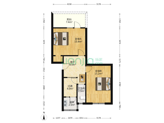 长顺中街89号 2室1厅1卫 68平方