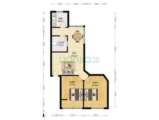 西安路小区 2室1厅1卫 73平方