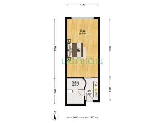 华都公寓 1室0厅1卫 58平方