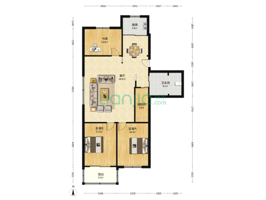 新源居 3室1厅1卫 131平方