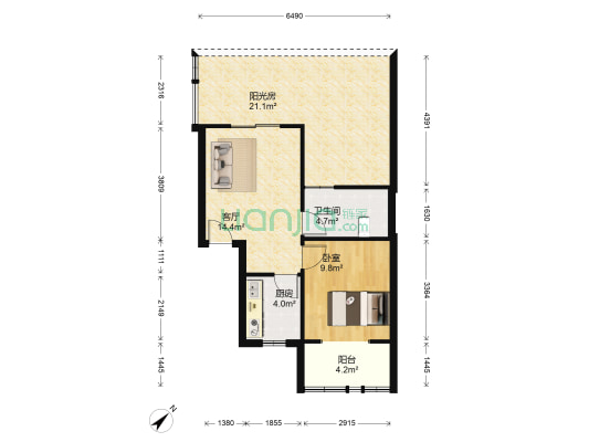 锦西名宅东区 1室1厅1卫 47平方