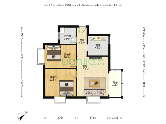 骏兴苑 2室1厅1卫 73平方