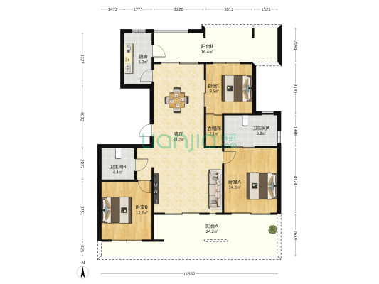国寿嘉园·逸境 3室1厅2卫 98平方