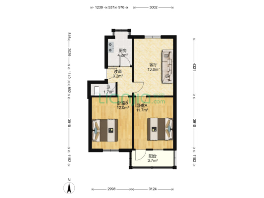 合肥市科委宿舍 2室1厅1卫 63平方