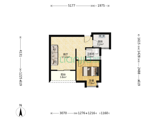 金色年华 1室1厅1卫 45平方