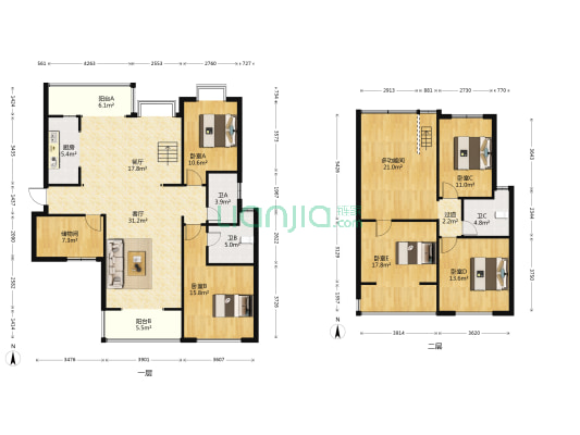 新亚洲体育城百合园西区 6室2厅3卫 197平方