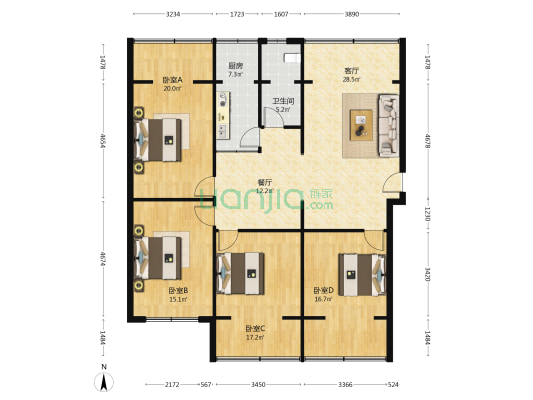 丛桂街75号 4室2厅1卫 138平方