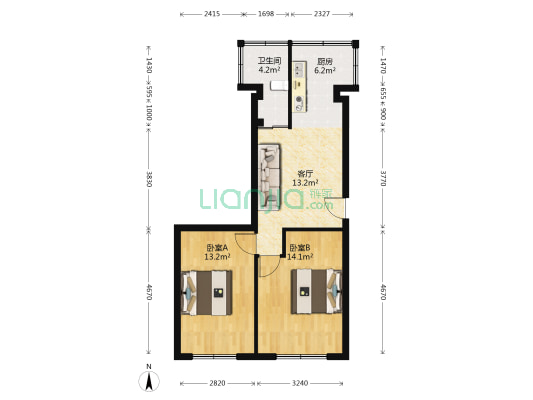 城建小区 2室1厅1卫 61平方